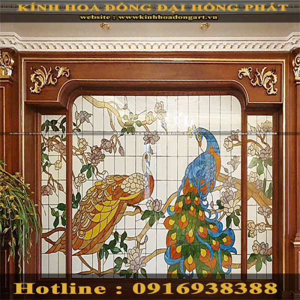 Tranh kính hoa đồng - 012